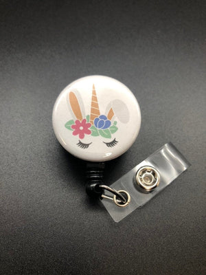 Bunny Unicorn Retractable Badge Reel, ID Badge Holder, Easter, Bunny