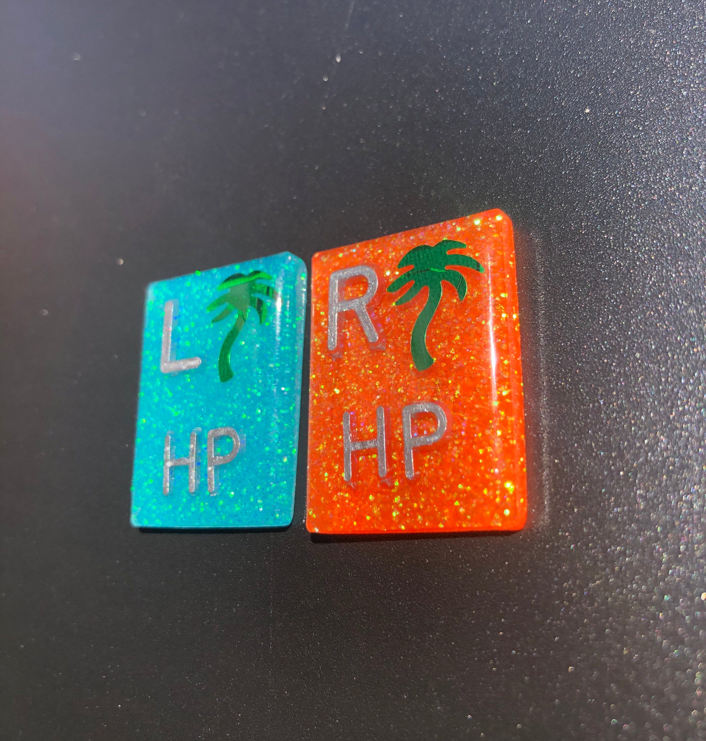 Palm Tree Xray Markers, With 2 or 3 Initials, Rectangle, Glitter