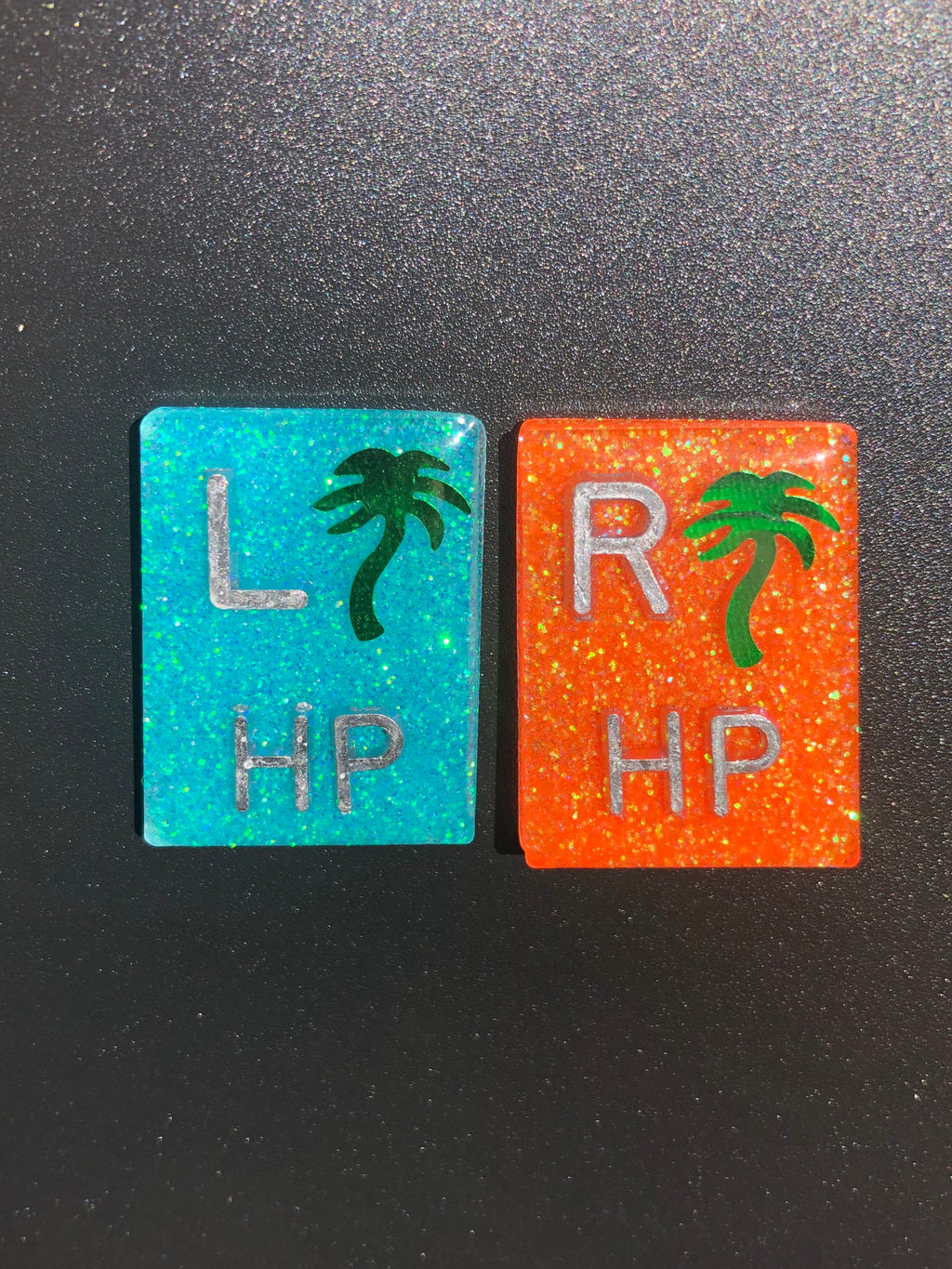 Palm Tree Xray Markers, With 2 or 3 Initials, Rectangle, Glitter