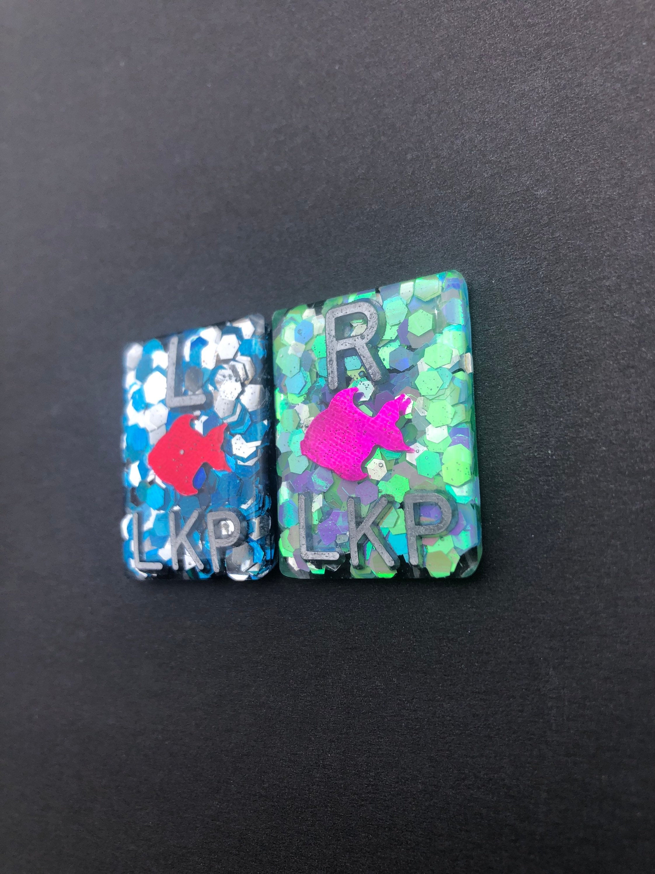 Fish Xray Markers, With 2 or 3 Initials, Rectangle, Glitter, Ocean, Summer