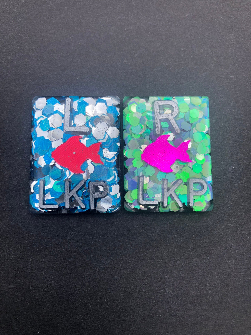 Fish Xray Markers, With 2 or 3 Initials, Rectangle, Glitter, Ocean, Summer