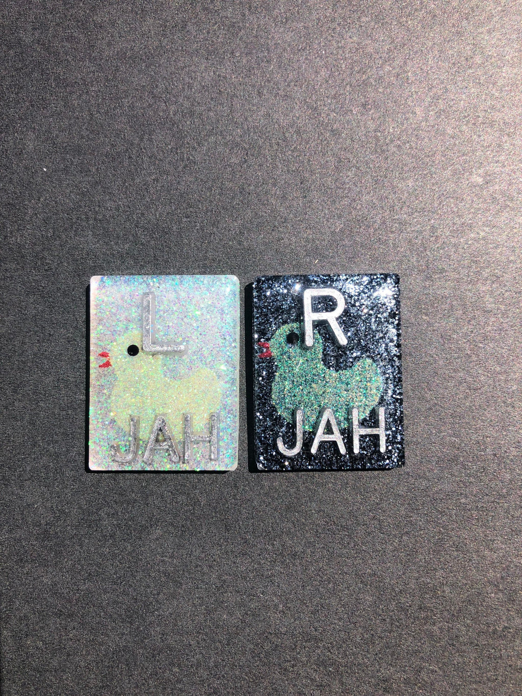 Duck Xray Markers, With 2 or 3 Initials, Rectangle, Glitter