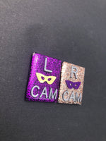 NOLA Mask Xray Markers, With 2 or 3 Initials, Rectangle, Glitter, New Orleans, Mardi Gras