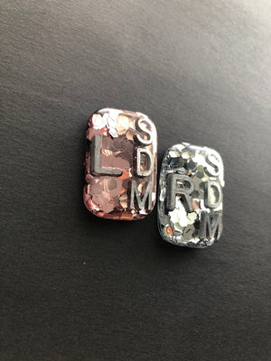 Chunky Glitter Small Rectangle Xray Markers, With 2 or 3 Initials