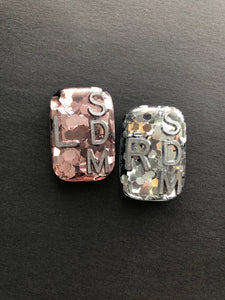 Chunky Glitter Small Rectangle Xray Markers, With 2 or 3 Initials