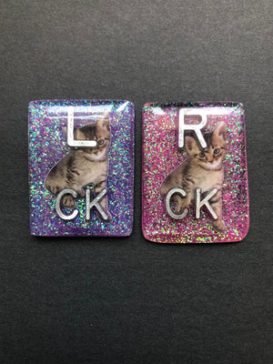 Realistic Cat Xray Markers, Rectangle, Glitter, Cat X-ray Markers, With 2 or 3 Initials