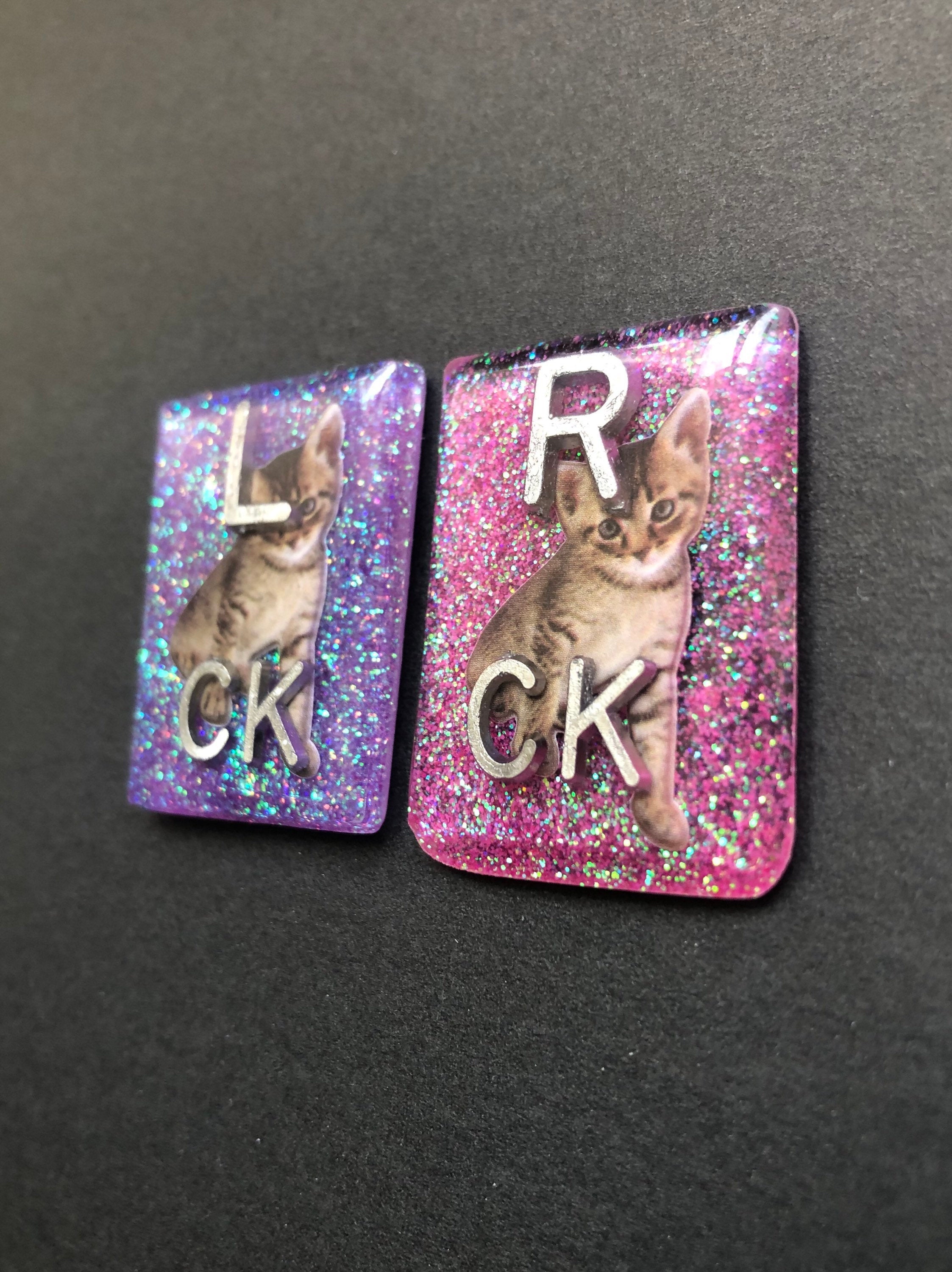 Realistic Cat Xray Markers, Rectangle, Glitter, Cat X-ray Markers, With 2 or 3 Initials