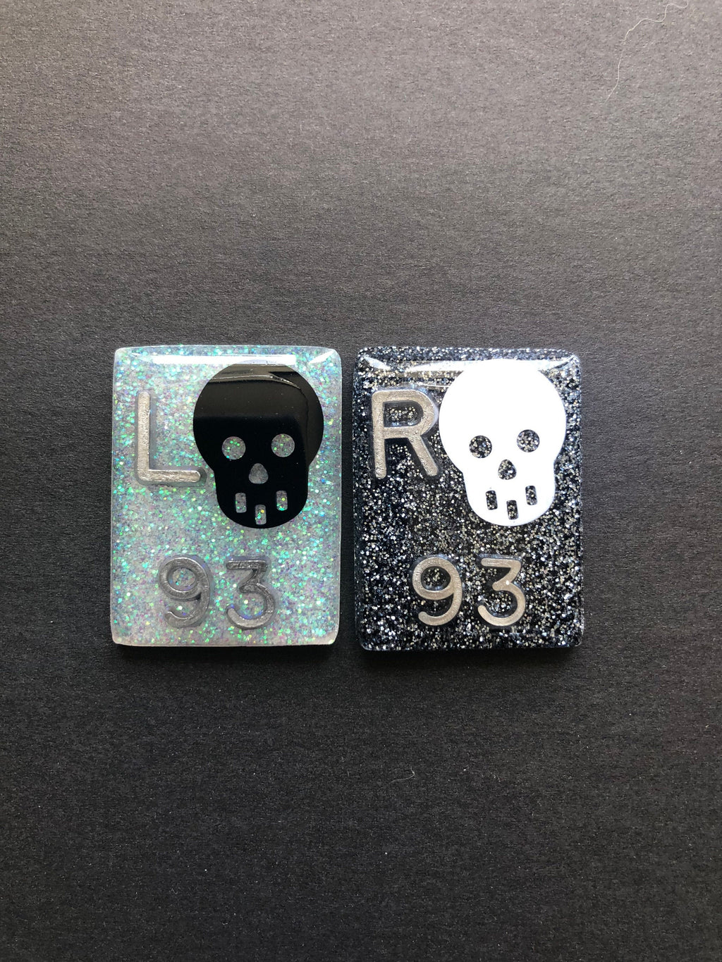 Black and White Skull Xray Markers, With 2 or 3 Initials, Rectangle, Glitter