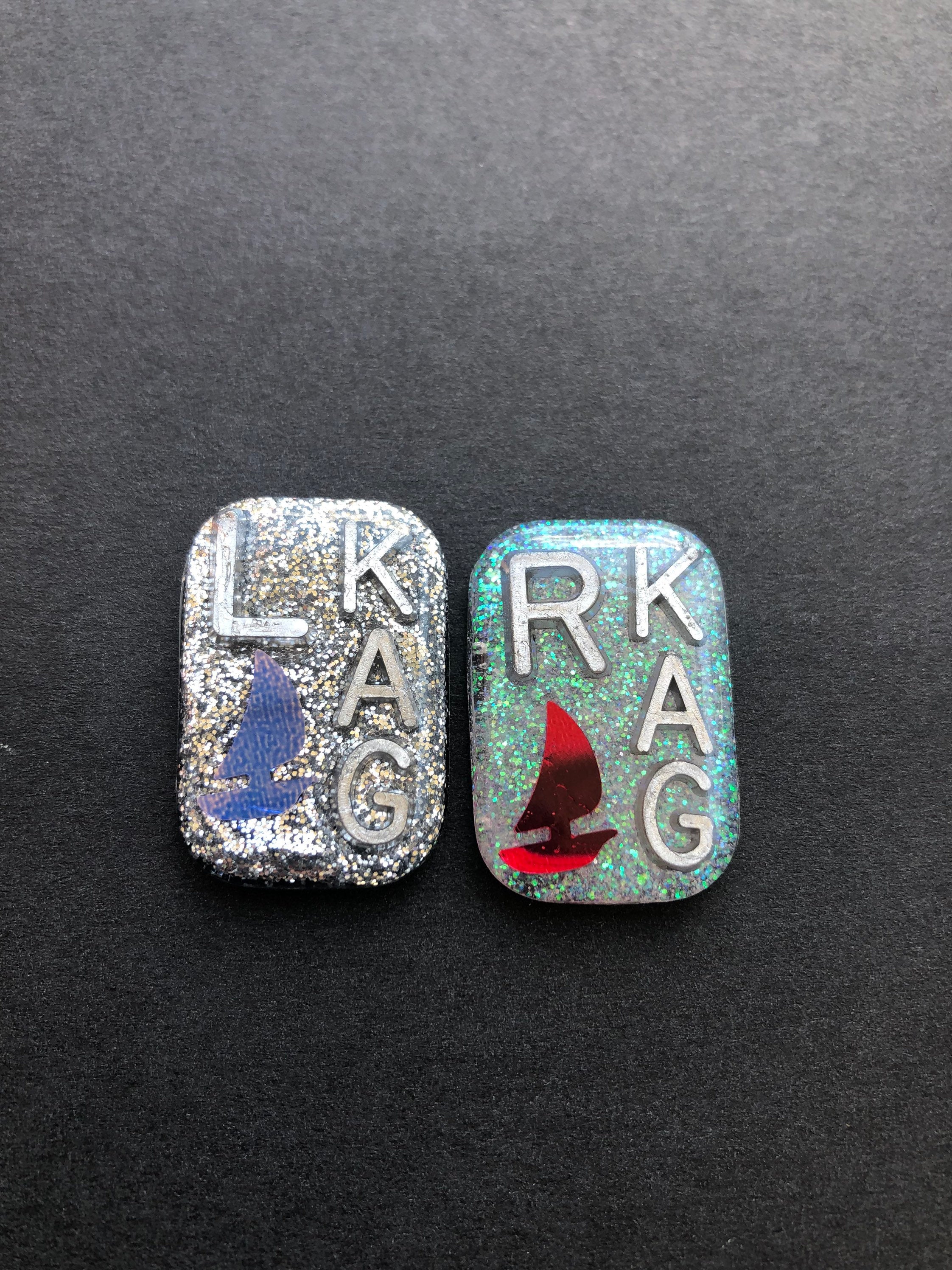 Sailboat Xray Markers, With 2 or 3 Initials, Rectangle, Glitter