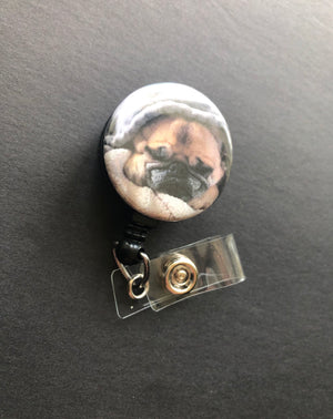 Custom Photo Badge Holder, Retractable ID Badge Reel, Pet, Dog, Personalized, Custom