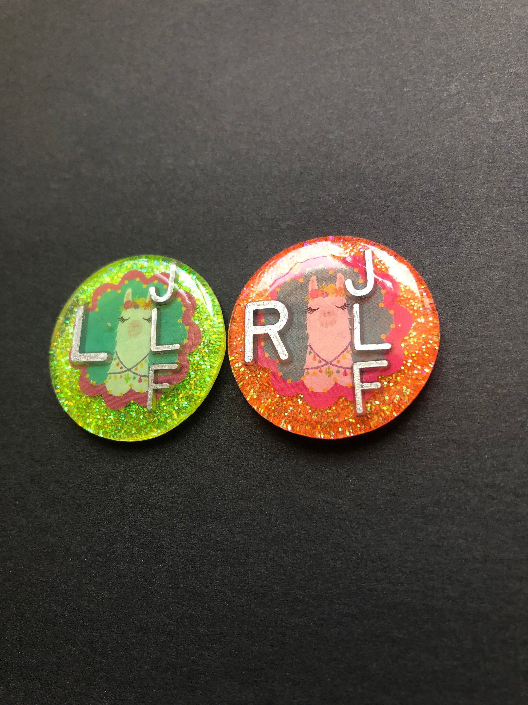 Llama Xray Markers with Flower Crown, 2 or 3 Initials, Round