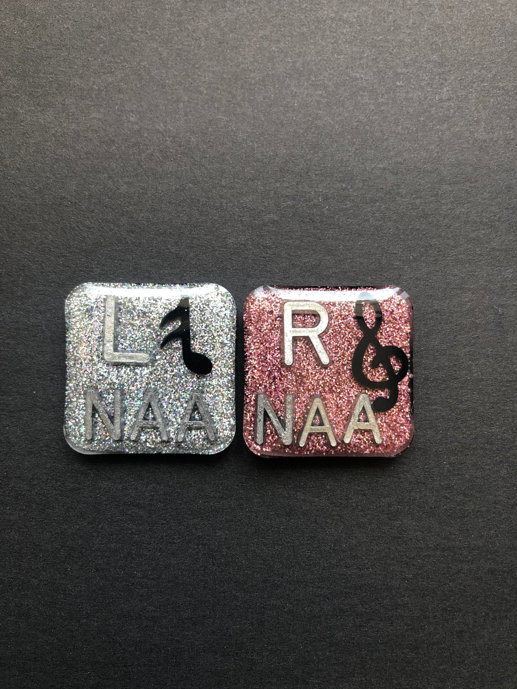 Music Note Xray Markers, With 2 or 3 Initials, Square