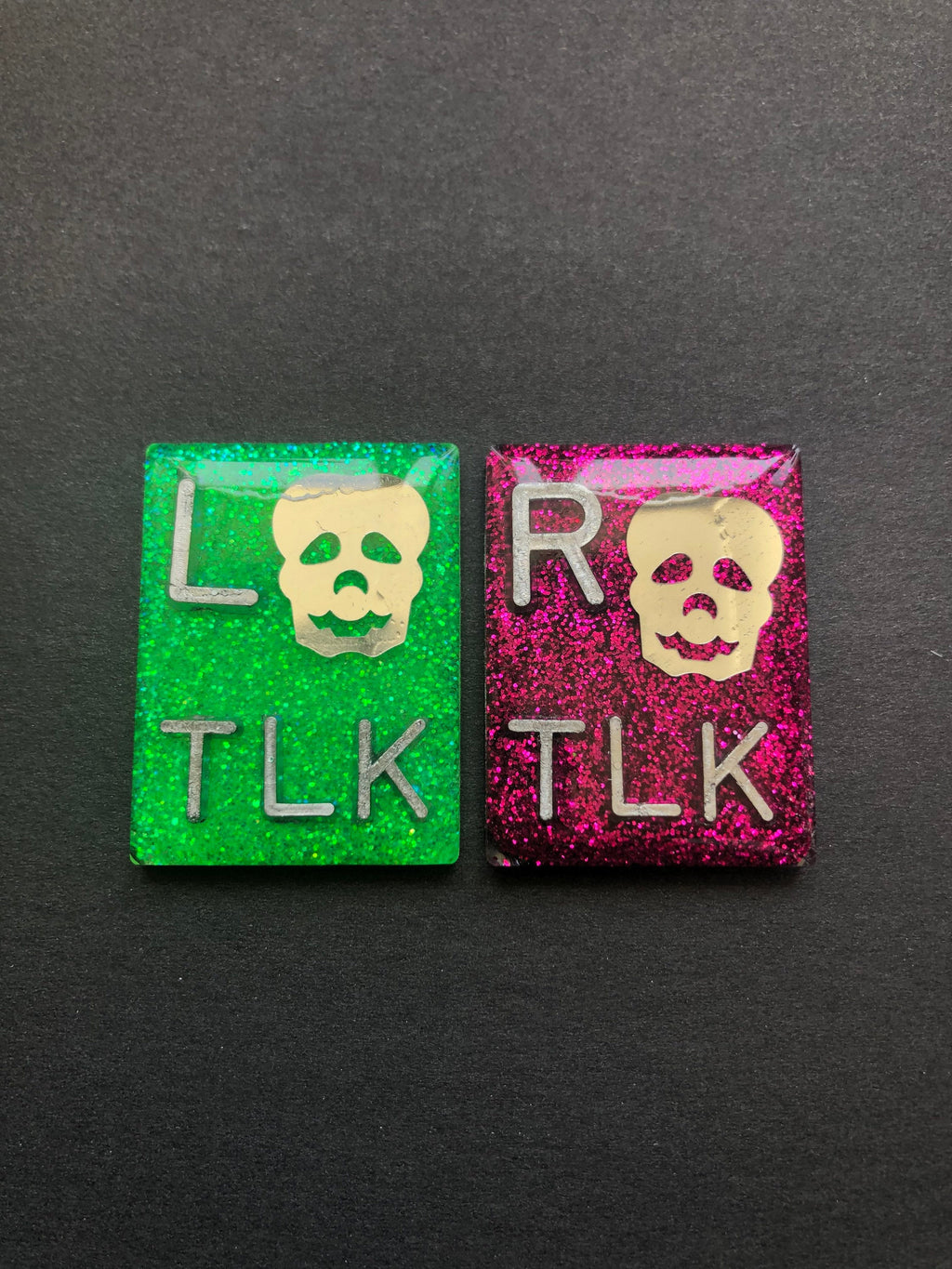Silver Skull Xray Markers, With 2 or 3 Initials, Rectangle, Glitter