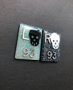 Black and White Skull Xray Markers, With 2 or 3 Initials, Rectangle, Glitter