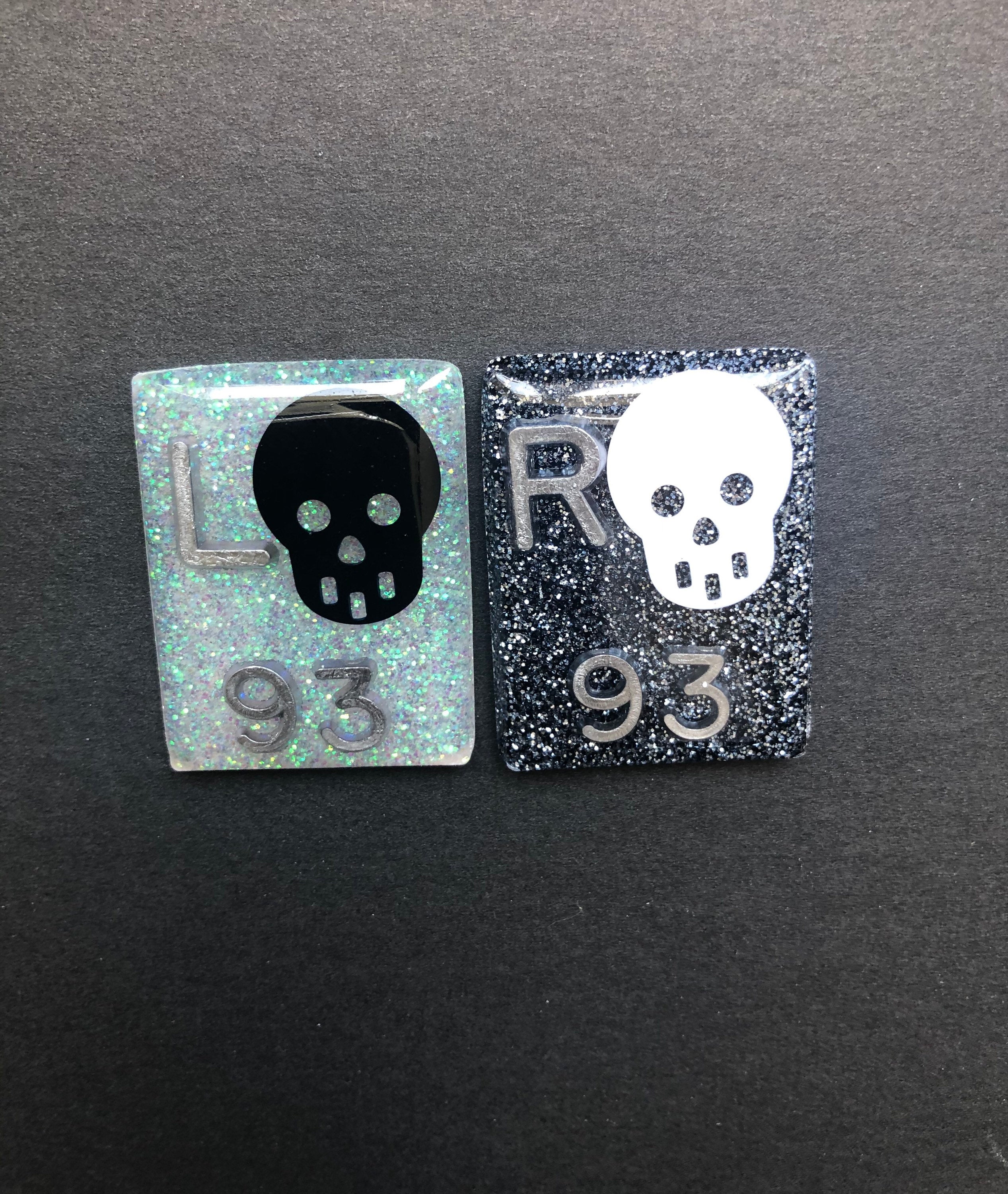 Black and White Skull Xray Markers, With 2 or 3 Initials, Rectangle, Glitter