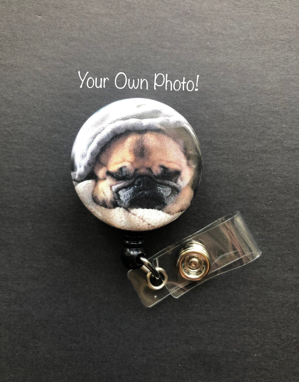 Custom Photo Badge Holder, Retractable ID Badge Reel, Pet, Dog, Personalized, Custom