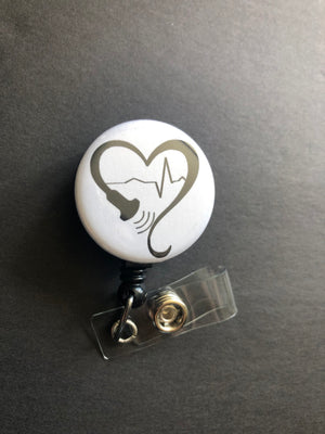 Ultrasound Badge Holder, Retractable ID Badge Reel, Heart, Probe, Sonography