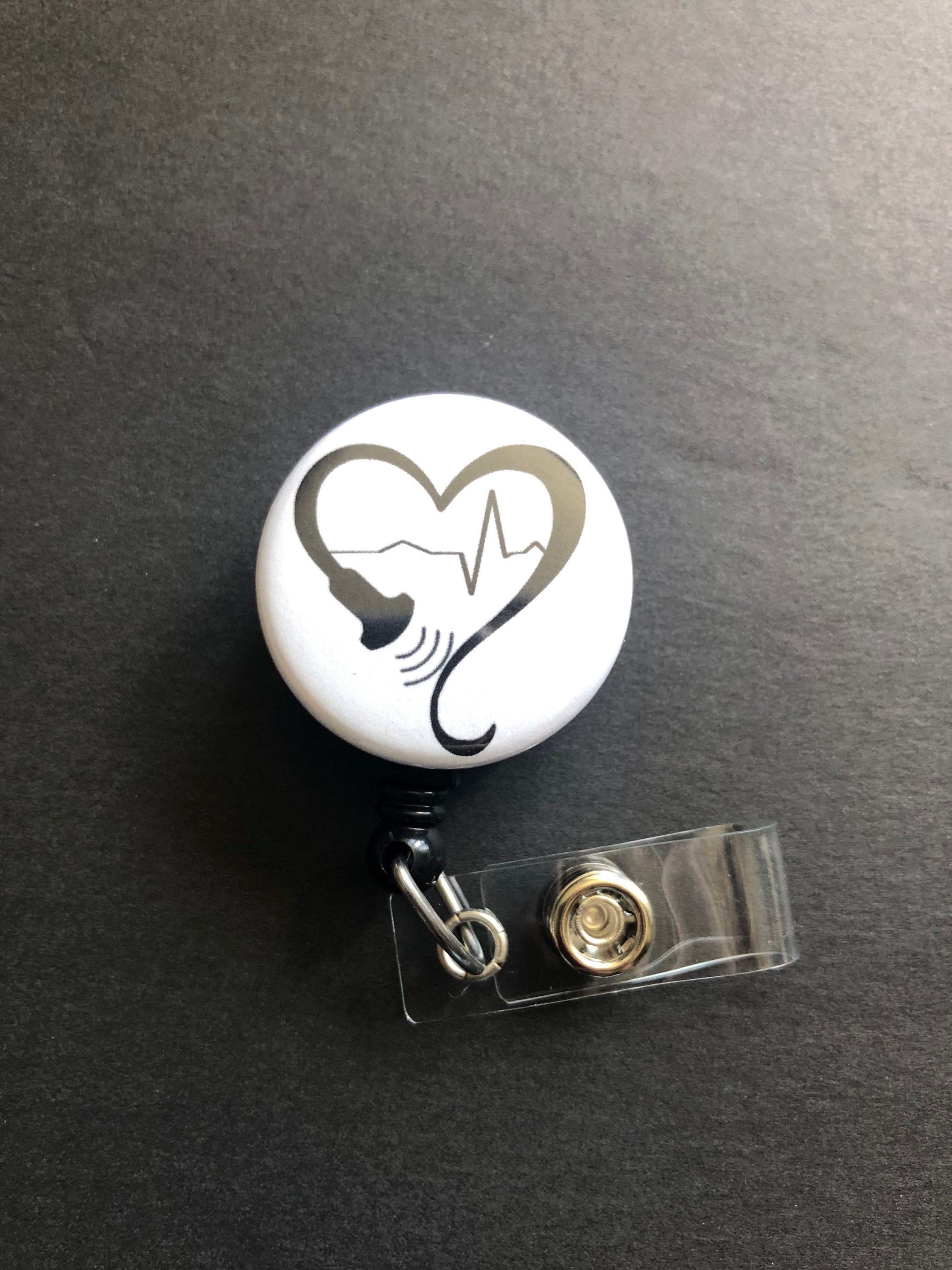 Ultrasound Badge Holder, Retractable ID Badge Reel, Heart, Probe, Sonography