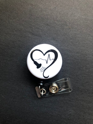 Ultrasound Badge Holder, Retractable ID Badge Reel, Heart, Probe, Sonography