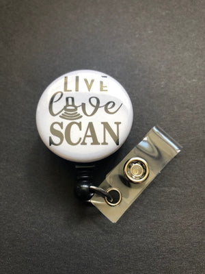 Live Love Scan Badge Holder, Retractable ID Badge Reel, Ultrasound, Sonographer