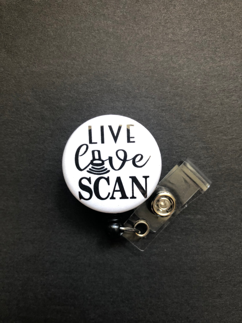 Live Love Scan Badge Holder, Retractable ID Badge Reel, Ultrasound, Sonographer