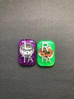 Halloween Xray Markers, Skull and Pumpkin, With Initials, Small Rectangle, Glitter