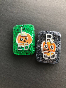 Jack O Lantern Halloween Xray Markers, With 2 or 3 Initials, Large Rectangle, Pumpkin