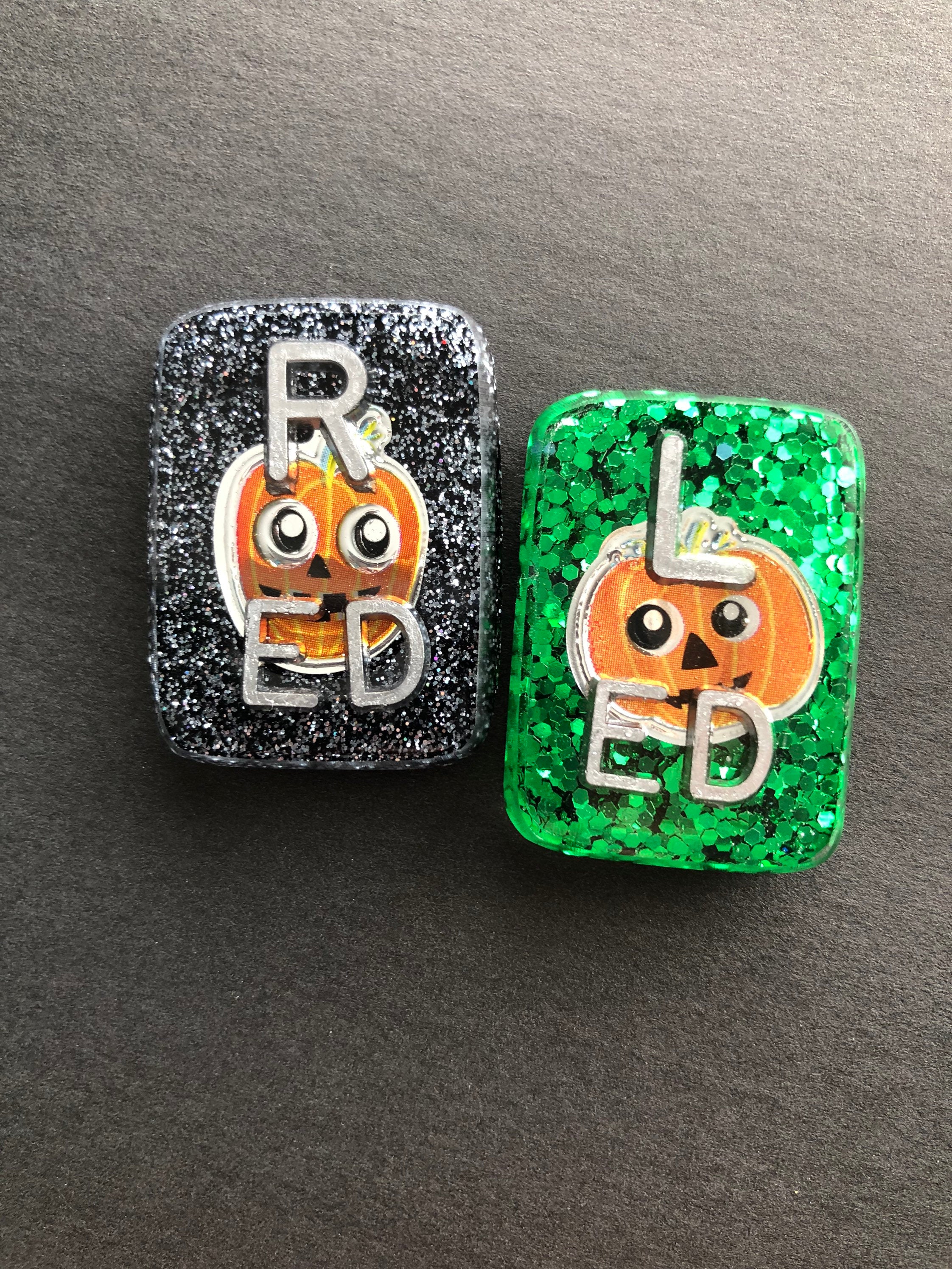 Jack O Lantern Halloween Xray Markers, With 2 or 3 Initials, Large Rectangle, Pumpkin