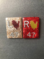 Thanksgiving Turkey Xray Markers, With 2 or 3 Initials, Large Rectangle, Cute, Glitter