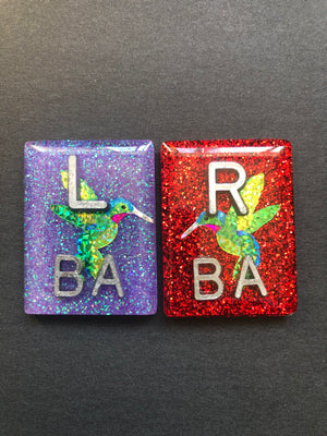 Hummingbird Xray Markers, With 2 or 3 Initials, Rectangle, Glitter, Bird