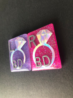 Diamond Ring Xray Markers, With 2 or 3 Initials, Rectangle, Glitter, Engagement, Wedding