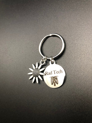 Rad Tech Sunflower Keychain, Radiology, Graduation, Xray Tech, Gift