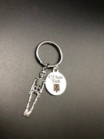 CT Scan Tech Keychain, Radiology, Graduation, Skeleton, Caduceus, Gift, Rad Tech, Cat Scan