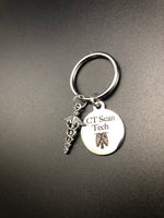 CT Scan Tech Keychain, Radiology, Graduation, Skeleton, Medical Caduceus, Gift, Rad Tech, Cat Scan