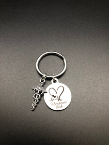 Ultrasound Keychain, Radiology, Graduation, Medical Caduceus, Gift, Sonography, US Technologist