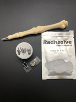 Radiology Technologist Gift Bundle, Radhesive Strips, Bone Shaped Pen, Peace Love Rock On Retractable Badge Reel