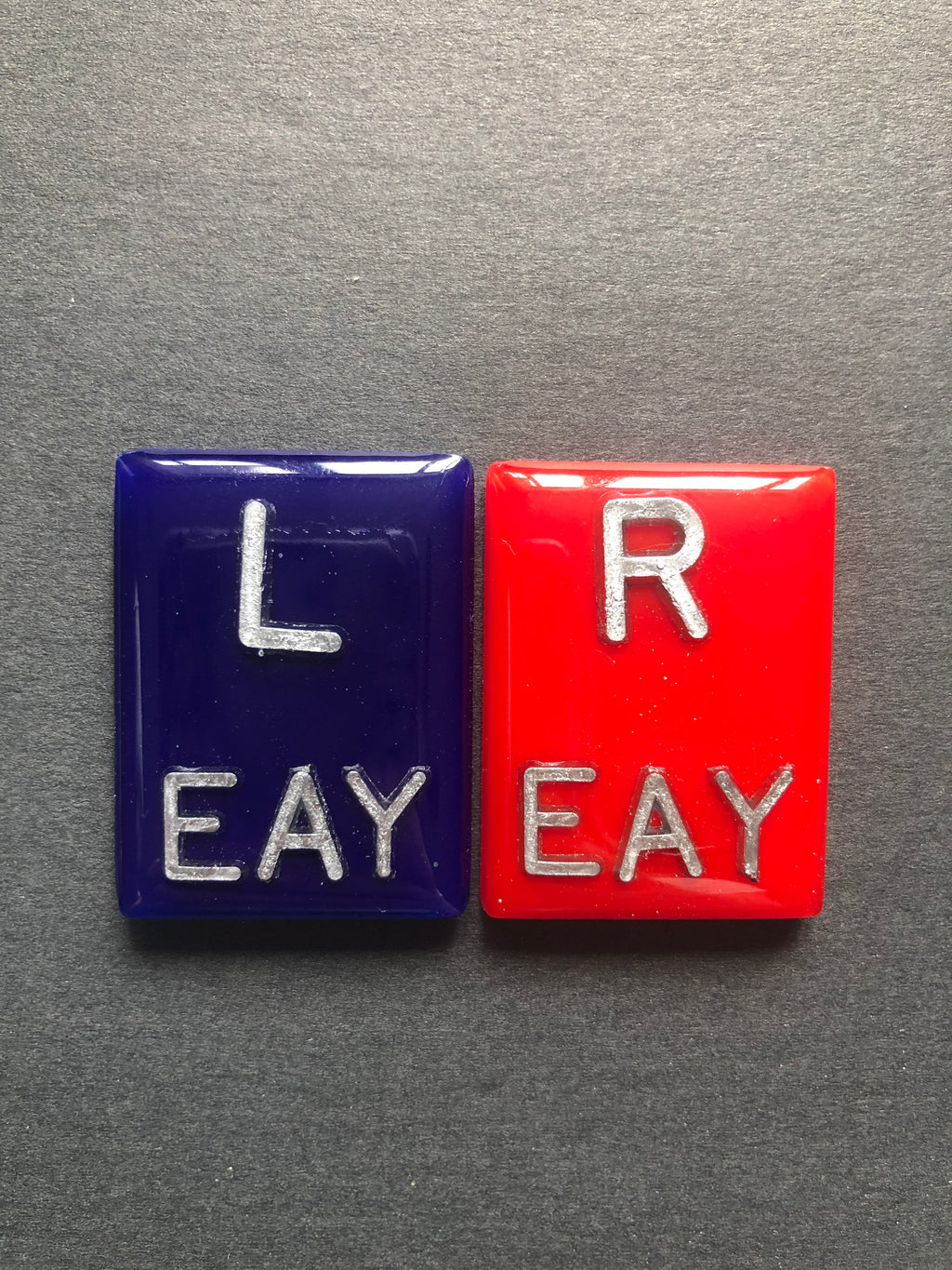 Blue And Red Rectangle Xray Markers, With 2 or 3 Initials, Solid Colors