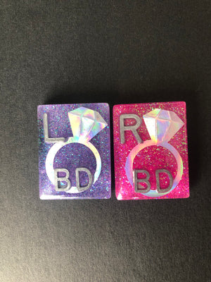 Diamond Ring Xray Markers, With 2 or 3 Initials, Rectangle, Glitter, Engagement, Wedding