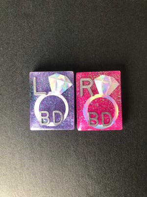 Diamond Ring Xray Markers, With 2 or 3 Initials, Rectangle, Glitter, Engagement, Wedding