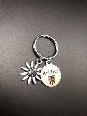 Rad Tech Sunflower Keychain, Radiology, Graduation, Xray Tech, Gift