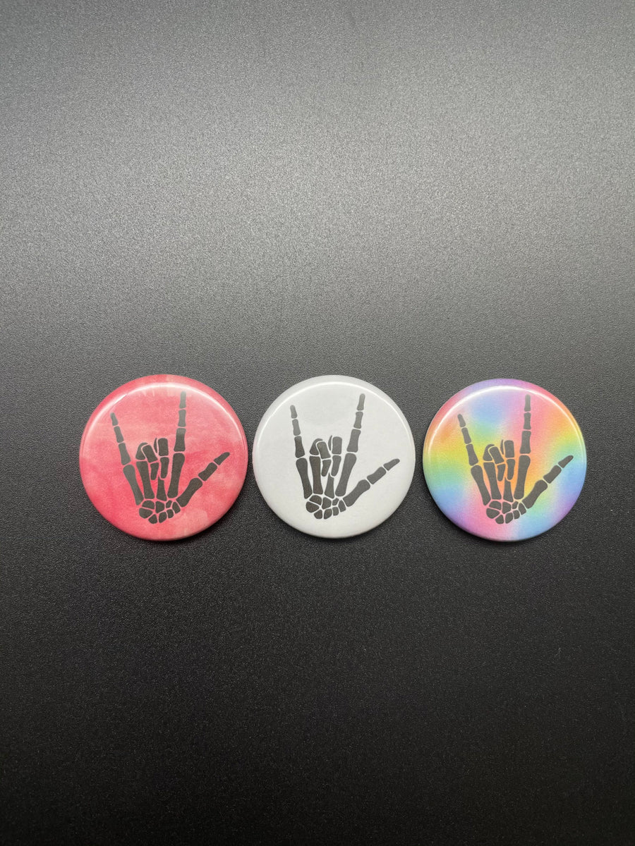 I Love You, Skeleton, Bones, Hand, Sign Language, Badge Holder, Retrac ...