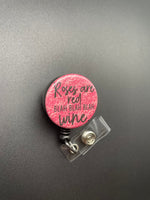 Funny Valentine's Day Badge Holder, Retractable ID Badge Reel, Roses are Red, Wine, Nurse, Galentine's Day