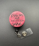 Funny Valentine's Day Badge Holder, Retractable ID Badge Reel, Roses are Red, Wine, Nurse, Galentine's Day