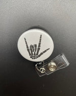 I Love You, Skeleton, Bones, Hand, Sign Language, Badge Holder, Retractable ID Badge Reel, Speech Therapist, Deaf