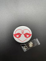 Radiology Valentine's Day Badge Holder, Retractable ID Badge Reel, Heart, Two Birds, Radiation Symbol, Xray Tech