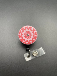 Radiology Valentine's Day Badge Holder, Retractable ID Badge Reel, Heart Sunburst, Radiation Symbol