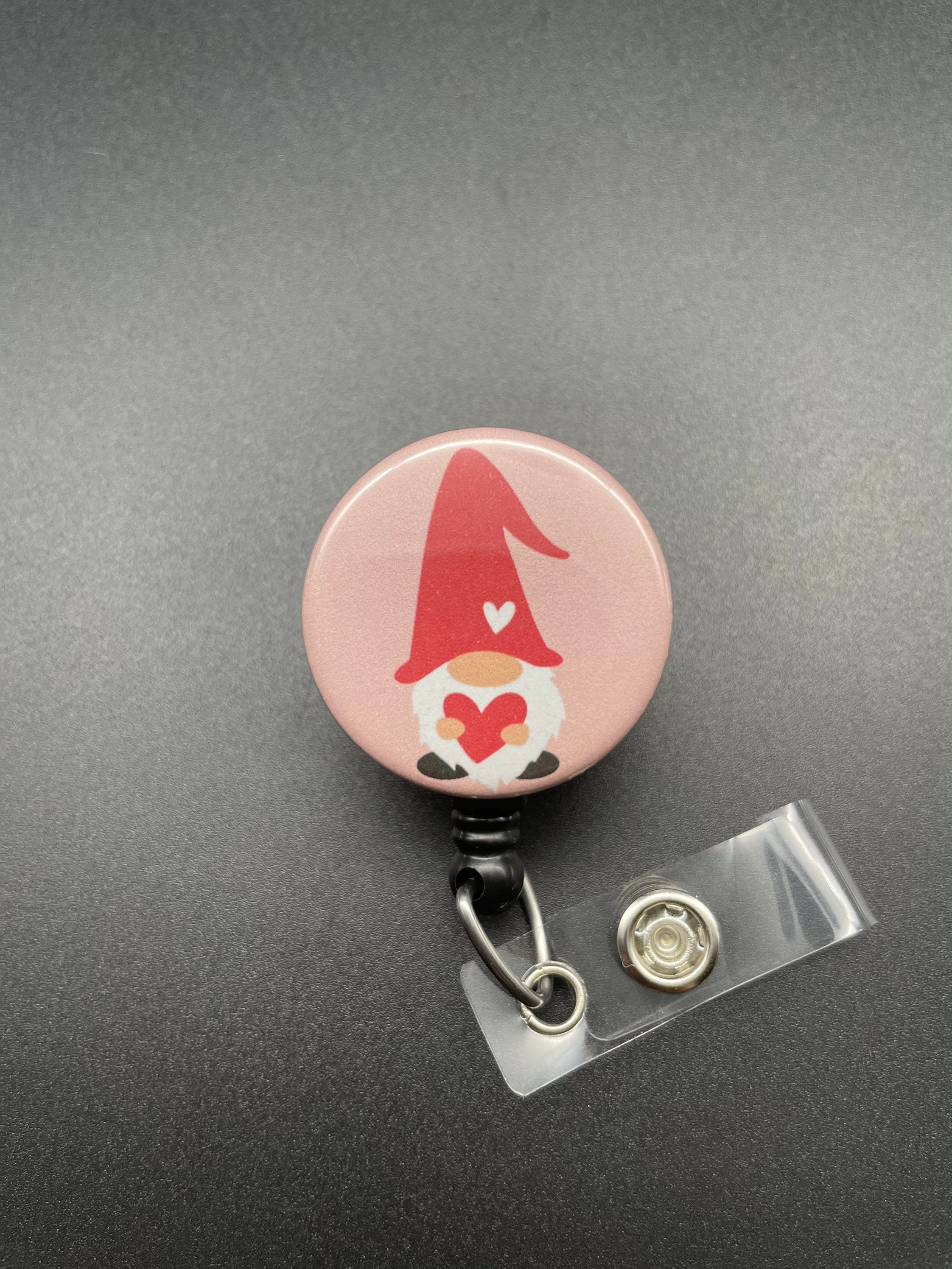Gnome Valentine's Day Badge Holder, Retractable ID Badge Reel, Cute, H –  Alisha Goes Crafty