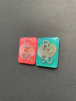 Seashell Xray Markers, With 2 or 3 Initials, Rectangle, Glitter, Sea Shell