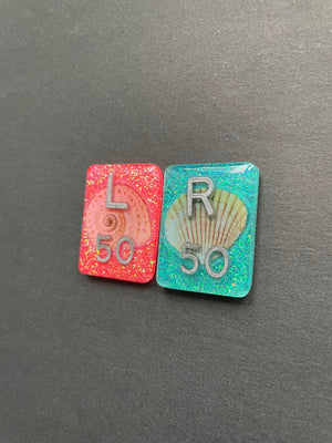 Seashell Xray Markers, With 2 or 3 Initials, Rectangle, Glitter, Sea Shell