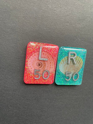 Seashell Xray Markers, With 2 or 3 Initials, Rectangle, Glitter, Sea Shell